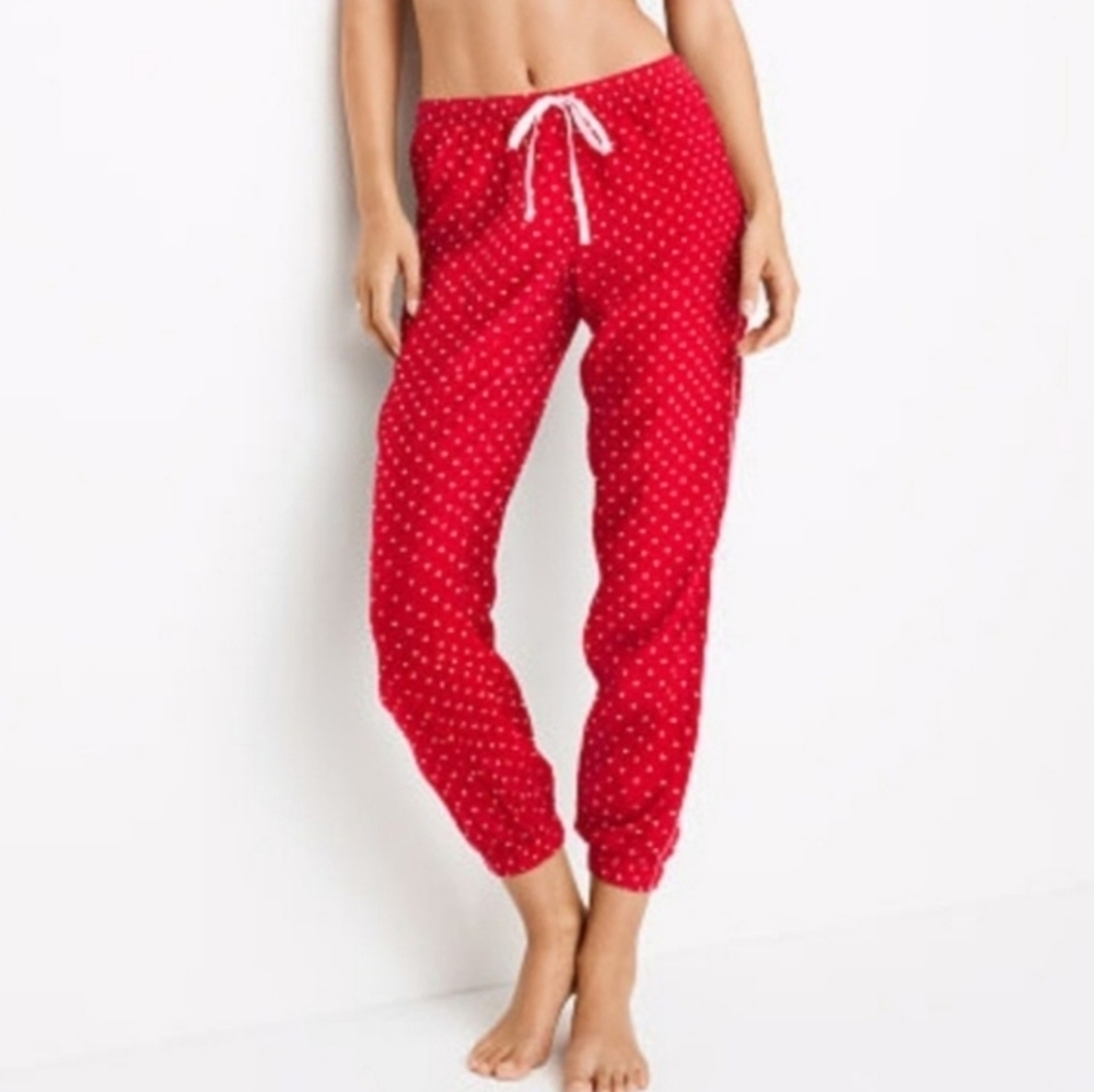 Victoria's Secret PJ Joggers Pants Flannel Polka Dot Cotton Blend Size S